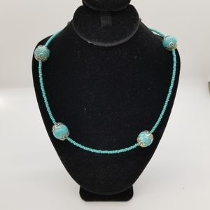 Blue beaded necklace